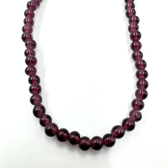 Vtg Glass Beaded Purple Necklace Amethyst Color 1960's Boho Chic Hippie 32" - Picture 7 of 8